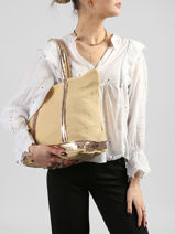 Handtas Met Rits M Le Cabas Linnen Pailletten Vanessa bruno Geel cabas lin 31V40378-vue-porte